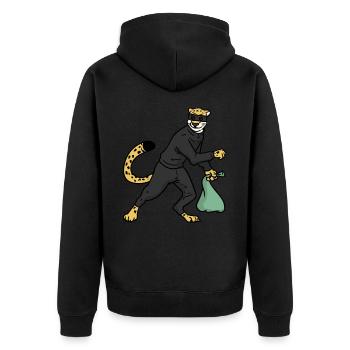 Robber Jaguar , Jaguar dieb - Unisex Premium Bio Zip Hoodie - Schwarz - Hinten - Nico (187cm)
