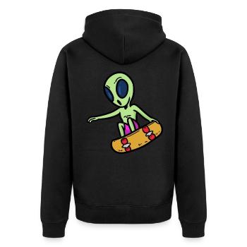Robber Cheetah, cheetah predator - Unisex Premium Organic Zip Hoodie - black - Back - Nico (187cm)