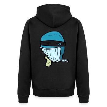Robber Whale, predator whale - Unisex Premium Organic Zip Hoodie - black - Back - Nico (187cm)