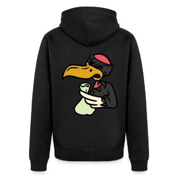 Vulture Housebreaker, Geier Räuber - Unisex Premium Bio Zip Hoodie - Schwarz - Hinten - Nico (187cm)