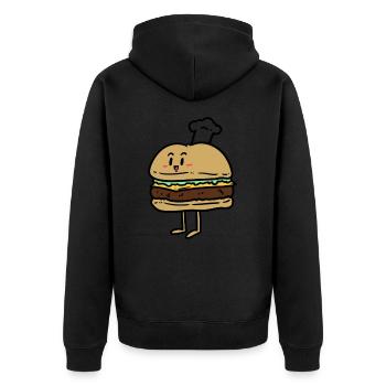 Body Builder Bread croissant - Unisex Premium Bio Zip Hoodie - Schwarz - Hinten - Nico (187cm)