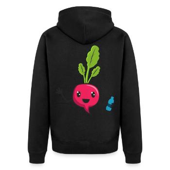 Beetroot with water, Rotebete - Unisex Premium Organic Zip Hoodie - black - Back - Nico (187cm)