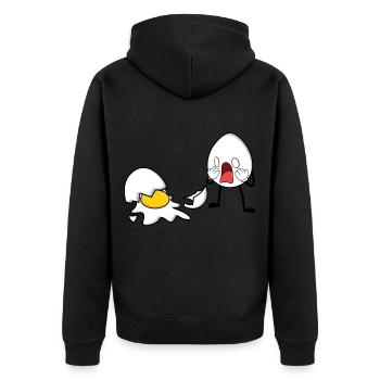 One Egg Down Egg Broken - Unisex Premium Organic Zip Hoodie - black - Back - Nico (187cm)