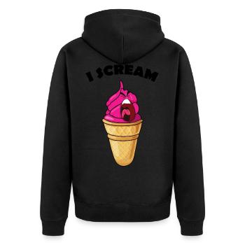 I Scream Ice Cream - Unisex Premium Bio Zip Hoodie - Schwarz - Hinten - Nico (187cm)