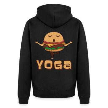 Yoga burgers - Unisex Premium Organic Zip Hoodie - black - Back - Nico (187cm)