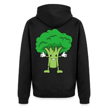 Brokkoli umarmung - Unisex Premium Bio Zip Hoodie - Schwarz - Hinten - Nico (187cm)