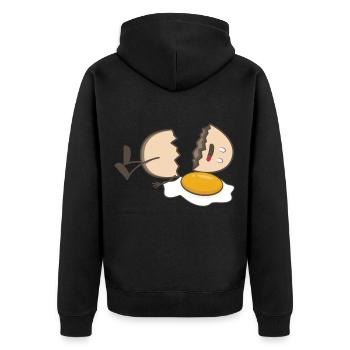 Broken egg. broken egg - Unisex Premium Organic Zip Hoodie - black - Back - Nico (187cm)