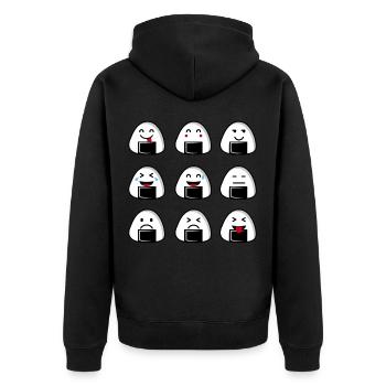 Sushi Emoticons - Unisex Premium Bio Zip Hoodie - Schwarz - Hinten - Nico (187cm)