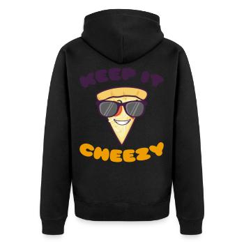 Keep it Cheezy - Unisex Premium Organic Zip Hoodie - black - Back - Nico (187cm)