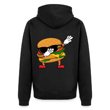 Dub Burger - Unisex Premium Bio Zip Hoodie - Schwarz - Hinten - Nico (187cm)