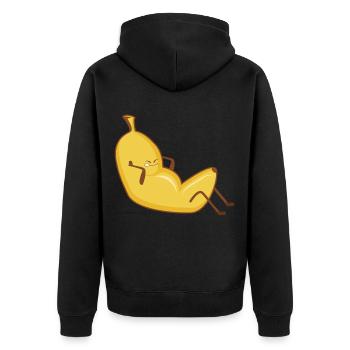 Banana Curl-ups Banane sport - Unisex Premium Bio Zip Hoodie - Schwarz - Hinten - Nico (187cm)