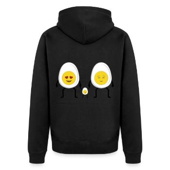 Egg Family Eier Familie - Unisex Premium Bio Zip Hoodie - Schwarz - Hinten - Nico (187cm)