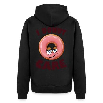 Donut Care Mir doch Egal - Unisex Premium Bio Zip Hoodie - Schwarz - Hinten - Nico (187cm)