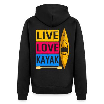 Kanu Kanusport Kayak Kajak Fahrer Wildwasser Ruder - Unisex Premium Bio Zip Hoodie - Schwarz - Hinten - Nico (187cm)