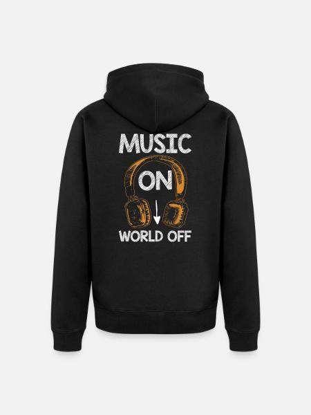Music on World off - Unisex Premium Organic Zip Hoodie - black
