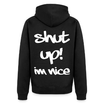 Funny Saying Gift Funny Funny Sayings - Unisex Premium Organic Zip Hoodie - black - Back - Nico (187cm)