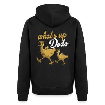 Dodo - Unisex Premium Bio Zip Hoodie - Schwarz - Hinten - Nico (187cm)