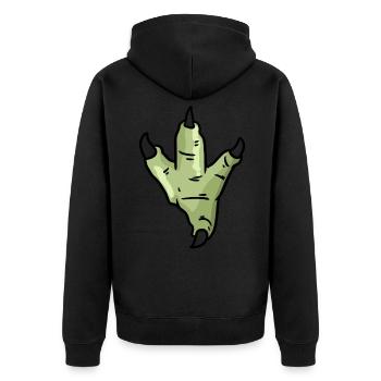 Dino Fuß - Unisex Premium Bio Zip Hoodie - Schwarz - Hinten - Nico (187cm)