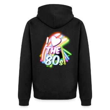 I love the 80s - Unisex Premium Organic Zip Hoodie - black - Back - Nico (187cm)