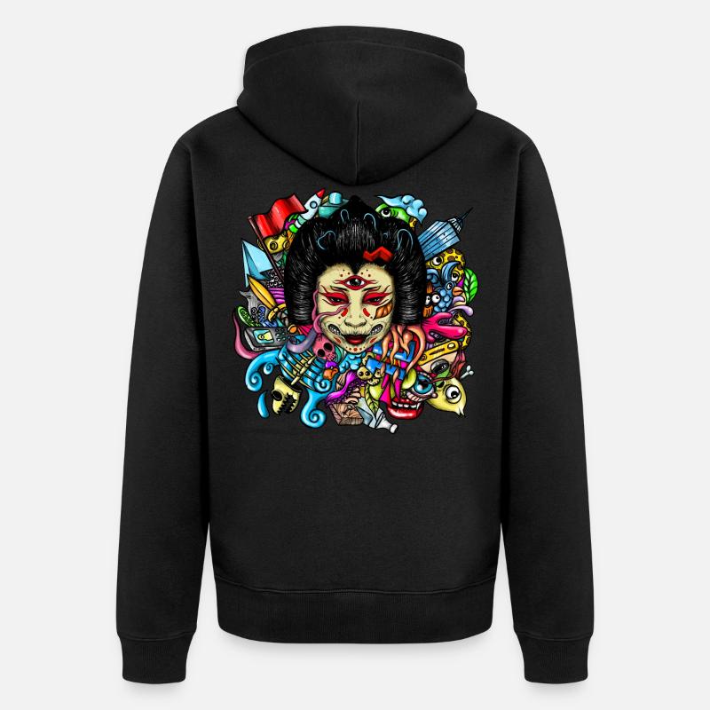 Gueisha Doodle - Veste à capuche bio Premium Unisexe - noir