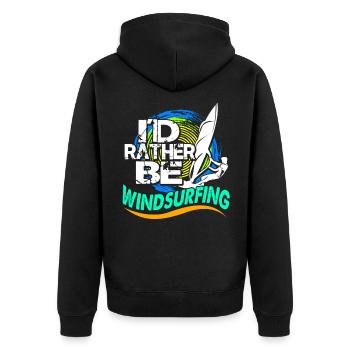 Windsurf Windsurfen Windsurfing Wassersport Surf - Unisex Premium Bio Zip Hoodie - Schwarz - Hinten - Nico (187cm)