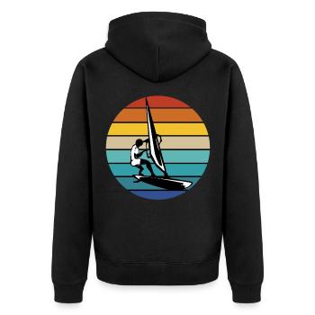 Windsurf Windsurfen Windsurfing Wassersport Surf - Unisex Premium Bio Zip Hoodie - Schwarz - Hinten - Nico (187cm)
