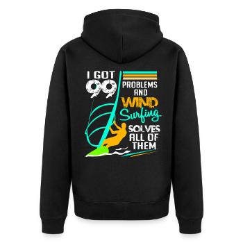 Windsurf Windsurfen Windsurfing Wassersport Surf - Unisex Premium Bio Zip Hoodie - Schwarz - Hinten - Nico (187cm)