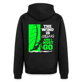 Windsurf Windsurfen Windsurfing Wassersport Surf - Unisex Premium Bio Zip Hoodie - Schwarz - Hinten - Nico (187cm)