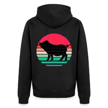 Schwein Sau Schweinchen Minischwein Ferkel Eber - Unisex Premium Bio Zip Hoodie - Schwarz - Hinten - Nico (187cm)