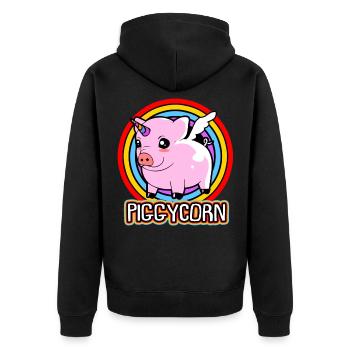 Schwein Sau Schweinchen Minischwein Ferkel Eber - Unisex Premium Bio Zip Hoodie - Schwarz - Hinten - Nico (187cm)
