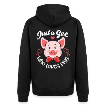 Schwein Sau Schweinchen Minischwein Ferkel Eber - Unisex Premium Bio Zip Hoodie - Schwarz - Hinten - Nico (187cm)