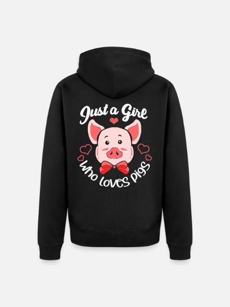 Schwein Sau Schweinchen Minischwein Ferkel Eber - Premium økologisk unisex-hættejakke - sort