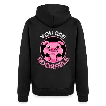 Schwein Sau Schweinchen Minischwein Ferkel Eber - Unisex Premium Bio Zip Hoodie - Schwarz - Hinten - Nico (187cm)