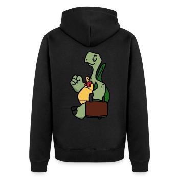 Worker Turtle - Unisex Premium Bio Zip Hoodie - Schwarz - Hinten - Nico (187cm)