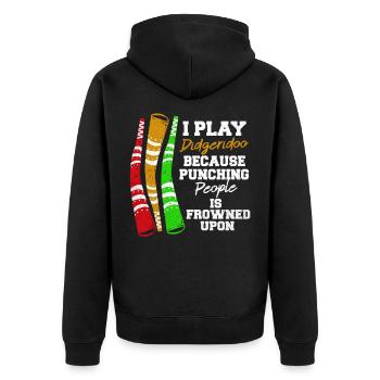 Didgeridoo - Unisex Premium Bio Zip Hoodie - Schwarz - Hinten - Nico (187cm)