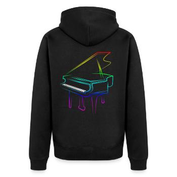 Piano - Unisex Premium Bio Zip Hoodie - Schwarz - Hinten - Nico (187cm)