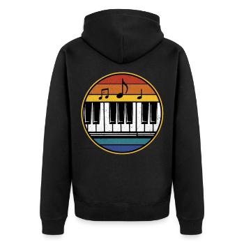Piano - Unisex Premium Bio Zip Hoodie - Schwarz - Hinten - Nico (187cm)