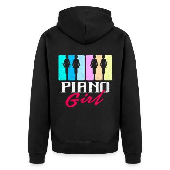Piano - Unisex Premium Bio Zip Hoodie - Schwarz - Hinten - Nico (187cm)