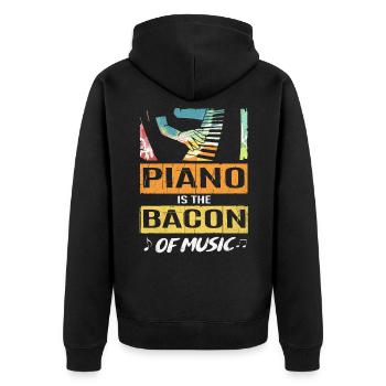Piano - Unisex Premium Bio Zip Hoodie - Schwarz - Hinten - Nico (187cm)