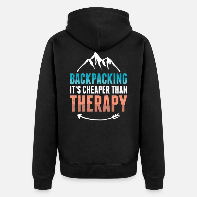 Backpacker Therapie - Unisex Premium Bio Zip Hoodie - Schwarz
