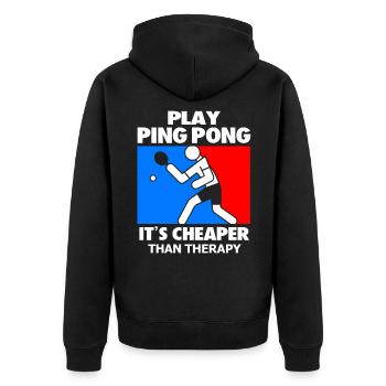 Tischtennis Ping Pong Tischtennisball Geschenk - Unisex Premium Bio Zip Hoodie - Schwarz - Hinten - Nico (187cm)