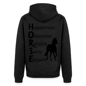 Equitation Horses Riding Equestrian Gifts - Unisex Premium Organic Zip Hoodie - black - Back - Nico (187cm)