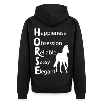 Reitsport Pferde Reiten Reiterin Geschenke Ponny - Unisex Premium Bio Zip Hoodie - Schwarz - Hinten - Nico (187cm)