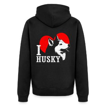 Husky - Unisex Premium Bio Zip Hoodie - Schwarz - Hinten - Nico (187cm)