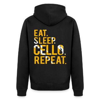 Cello - Unisex Premium Bio Zip Hoodie - Schwarz - Hinten - Nico (187cm)