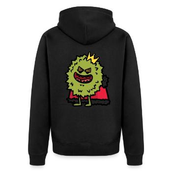 King Virus - Unisex Premium Bio Zip Hoodie - Schwarz - Hinten - Nico (187cm)