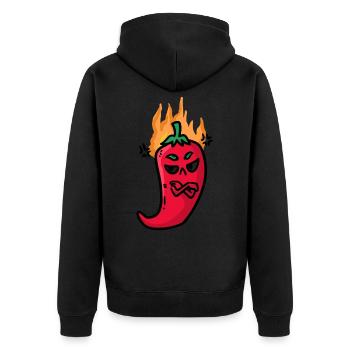 Angry Hot Chili, Chili is sour - Unisex Premium Organic Zip Hoodie - black - Back - Nico (187cm)