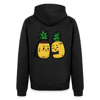 Happy Coconut, coconut - Unisex Premium Organic Zip Hoodie - black - Back - Nico (187cm)