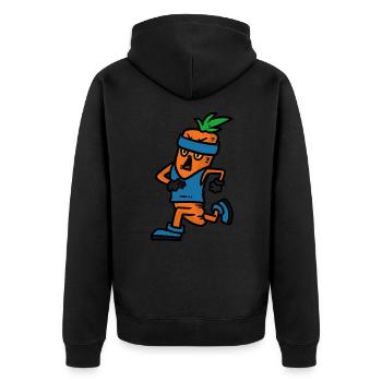 Run Carrot Run - Unisex Premium Bio Zip Hoodie - Schwarz - Hinten - Nico (187cm)