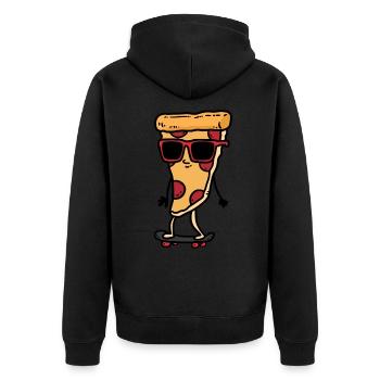 Pizza Skateboard - Unisex Premium Bio Zip Hoodie - Schwarz - Hinten - Nico (187cm)